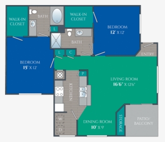 Two Bedroom Apartment - Floor Plan, HD Png Download, Transparent PNG