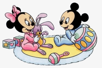 Disney Baby Clipart Ba Mickey Minnie On Rug Ch De Beb - Minnie Et Mickey Bébé, HD Png Download, Transparent PNG