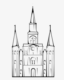 Image Free Library Cathedral Drawing Outline - St Louis Cathedral Black And White Drawing, HD Png Download, Transparent PNG