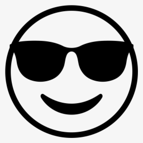 Emoticon Smiley Sunglasses Emoji Free Download Png - Emoji Clipart Black And White, Transparent Png, Transparent PNG