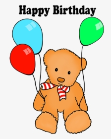 Cute Happy Birthday Greeting Teddy Balloons - Teddy Bears Birthday Colouring Sheet, HD Png Download, Transparent PNG