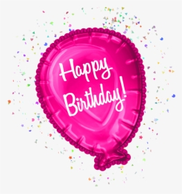 Pink Happy Birthday Balloon With Confetti - Circle, HD Png Download, Transparent PNG