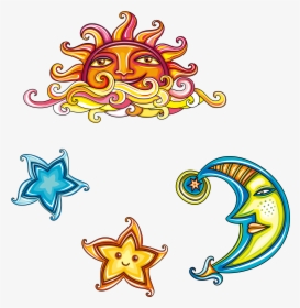 Transparent Stars Clipart Png - Sol Estrellas Lunas Animados, Png Download, Transparent PNG