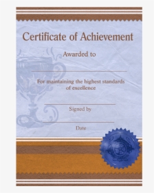 Certificate Of Achievement Template Png Image - Transparency, Transparent Png, Transparent PNG