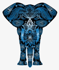 Blue Floral Pattern Elephant Clip Arts - Blue Indian Elephant Pattern, HD Png Download, Transparent PNG