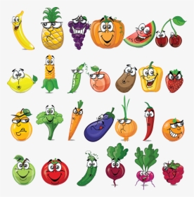 Vegetable Fruit Combination Cartoon Illustration Png - Vegetables And Fruits Cartoon, Transparent Png, Transparent PNG