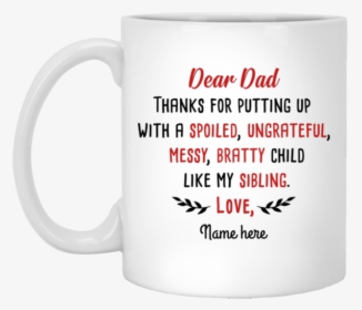 Dear Dad Thanks For My Sibling Personalized Coffee - Winnie The Pooh Cute, HD Png Download, Transparent PNG