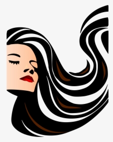 Hair And Beauty Clipart - Flowing Long Hair Silhouette, HD Png Download, Transparent PNG