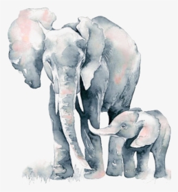 Watercolor Elephant Painting Drawing African Free Photo - Watercolor Elephant And Baby, HD Png Download, Transparent PNG