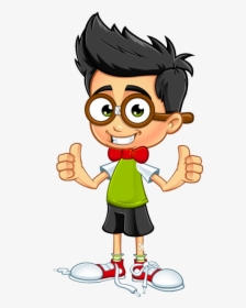Thumbs Up Guy Clipart - Nerd Kid Cartoon, HD Png Download, Transparent PNG