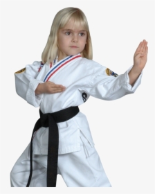 Young Girl In Karate Stance - Taekwondo Black Belt Girl, HD Png Download, Transparent PNG