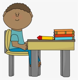 Boy Sitting At Desk Clipart, HD Png Download, Transparent PNG