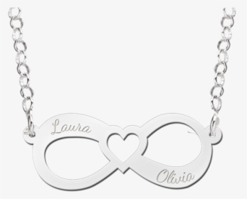 Silver Infinity Necklace With Two Names - Naamketting, HD Png Download, Transparent PNG