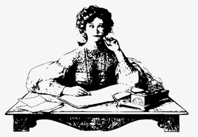 Woman, Thinking, Sitting, Desk, Writing, Write, Table - Writer Png, Transparent Png, Transparent PNG