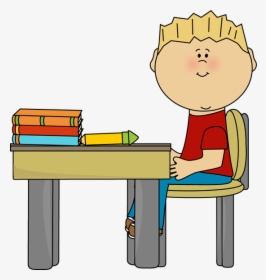 Child Sitting In Chair Clipart - Sitting At Desk Clipart, HD Png Download, Transparent PNG