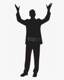 Hands Up Png - Person With Hands Up Silhouette, Transparent Png, Transparent PNG
