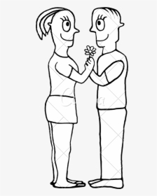 Black And White Drawing Couple In Love Concept - Personas Mirandose A Los Ojos Dibujo, HD Png Download, Transparent PNG