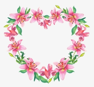 Floral Frame Png - Floral Wreath Heart Shape, Transparent Png, Transparent PNG