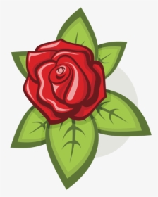 Red Flower And Leaves - Rose, HD Png Download, Transparent PNG