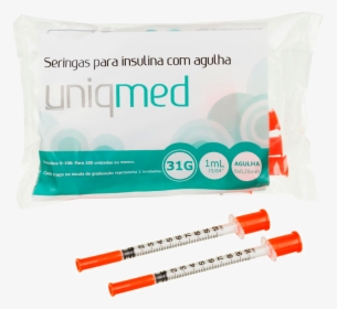 Seringa Para Insulina 1ml Ag 6mm 31g Pacote C/ 10und - Seringa De Insulina Uniqmed, HD Png Download, Transparent PNG