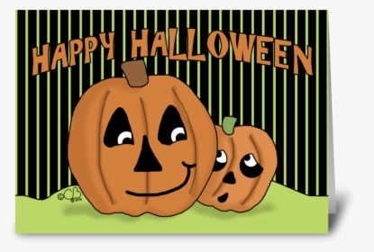 Scaredy Jack O Lantern Happy Halloween Greeting Card - Jack-o'-lantern, HD Png Download, Transparent PNG