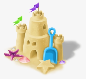 Sand Castle With Blue Spade - Transparent Sand Castle Png, Png Download, Transparent PNG