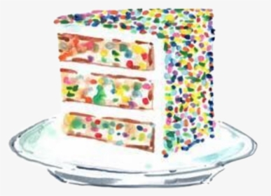 #watercolor #cake #slice #birthday #confetti #sprinkles, HD Png Download, Transparent PNG
