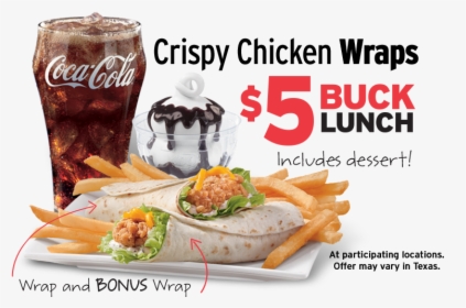 Crispy Chicken Wraps $5 Buck Lunch - Coca-cola, HD Png Download, Transparent PNG