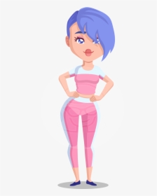 Flat Fitness Girl Cartoon Vector Character Aka Bridget - Standing Cartoon Png Girl, Transparent Png, Transparent PNG