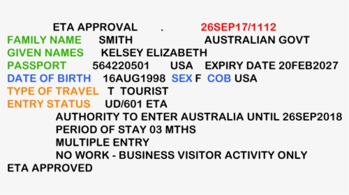 Eta Visa Australia, HD Png Download, Transparent PNG