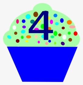 Cupcake 4 Svg Clip Arts - Cupcake Clipart With Number 4, HD Png Download, Transparent PNG