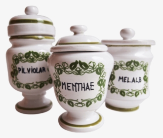 3 Vintage Pharmacy Pots - Ceramic, HD Png Download, Transparent PNG