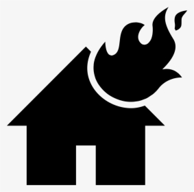 Flames On A Burning House - Building On Fire Silhouette, HD Png Download, Transparent PNG