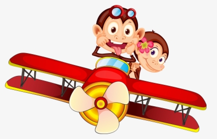 Monkey Cartoon Ape Airplane - Cartoon Monkey Cool Funny, HD Png Download, Transparent PNG
