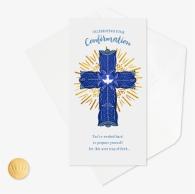 Blue Cross With Dove Confirmation Money Holder Card - Cross, HD Png Download, Transparent PNG