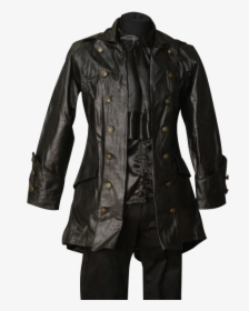 Gothic Black Leather Pirate Jacket - Black Leather Jacket Medieval, HD Png Download, Transparent PNG