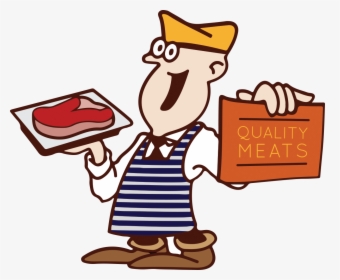 Vector Freeuse Library Butchers Shop Clipart - Butcher Cartoon Png, Transparent Png, Transparent PNG