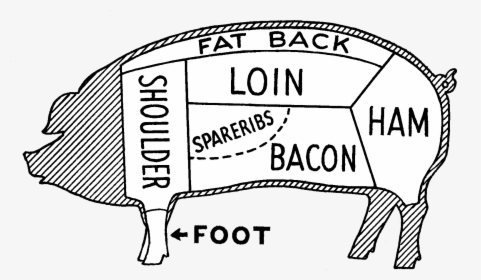 Pig Butcher Diagram - Illustration, HD Png Download, Transparent PNG