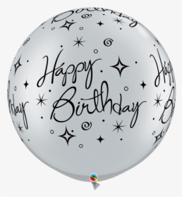 Birthday Sparkles Swirls A Round Silver V - Birthday White Balloon Png, Transparent Png, Transparent PNG