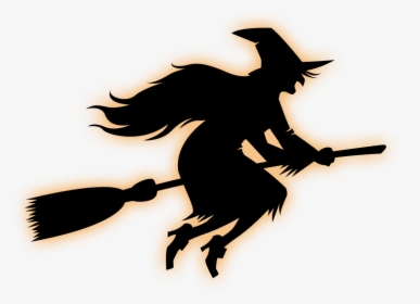 Witchs Broom Witchcraft - Halloween Witch On Broom, HD Png Download, Transparent PNG