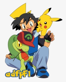 Ash , Pikachu Y Treecko By Adfpf1 - Ash Pikachu And Treecko, HD Png Download, Transparent PNG