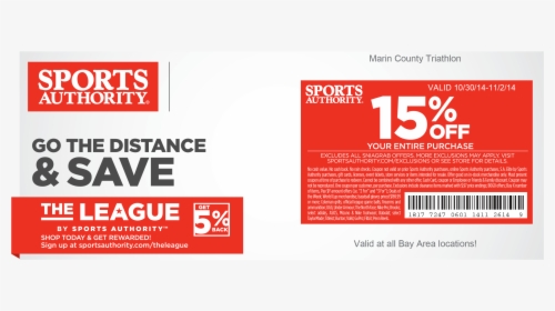 15% Off At Sports Authority During Marin Triathlon - Sports Authority Coupon, HD Png Download, Transparent PNG