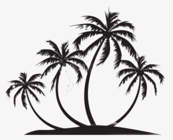 Silhouette Coconut Tree Png Image - Palm Tree Sunset Png Black And White, Transparent Png, Transparent PNG