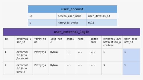 User Account And User External Login Tables - Store User Data In Database, HD Png Download, Transparent PNG