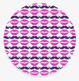 Hot Pink Hipster Mustache And Lips Round Coaster - Circle, HD Png Download, Transparent PNG