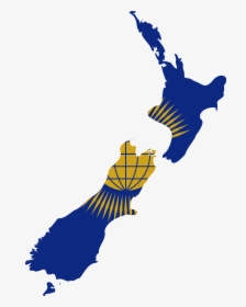 Flag Map Of New Zealand - New Zealand Flag With Map, HD Png Download, Transparent PNG