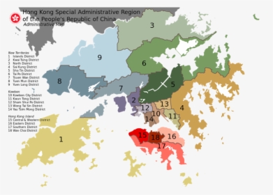 Map Of Hong Kong 18 Districts - Hong Kong 18 District, HD Png Download, Transparent PNG