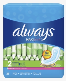 Always Maxi Fresh Size 2 Long Super Pads Without Wings - Always Pads Size 2, HD Png Download, Transparent PNG