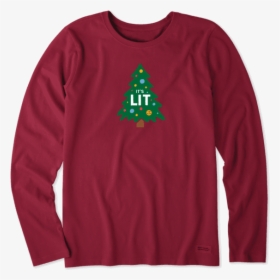 Women S It S Lit Tree Long Sleeve Crusher Tee - Charcoal Life Is Good T Shirts, HD Png Download, Transparent PNG