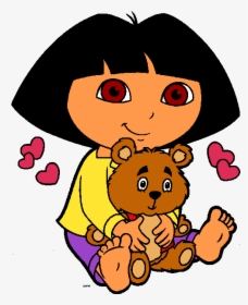 Dibujos Para Colorear - Dora The Explorer With Teddy, HD Png Download, Transparent PNG